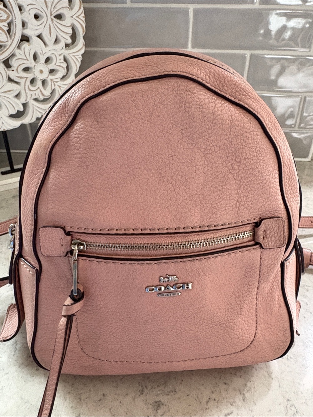 Coach Andi Pink pebble leather Backpack purse F30530